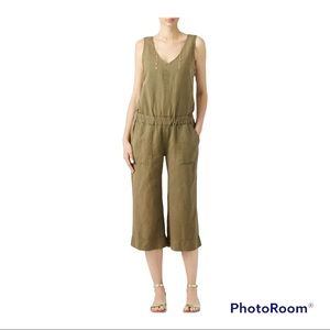Deby Debo Anusha Linen Blend Cropped Wide Leg V Neckline Sleeveless M 24…